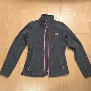 The North Face Women's Charcoal Gray Fleece Jacket with Pink Trim